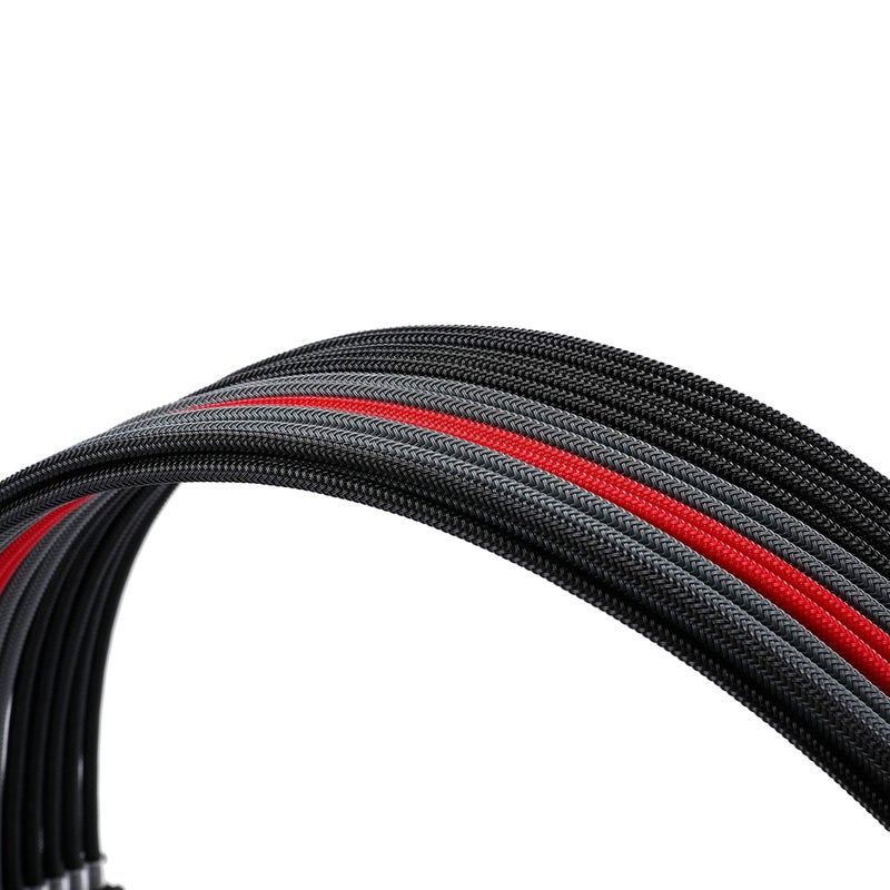 Formulamod Sleeve Extension Power Supply Cable Kit 18AWG ATX 24P+ EPS 8-P+PCI-E8-P with Combs for PSU to Motherboard/GPU Fm-NCK3 (Black Grey Red) - Image 5